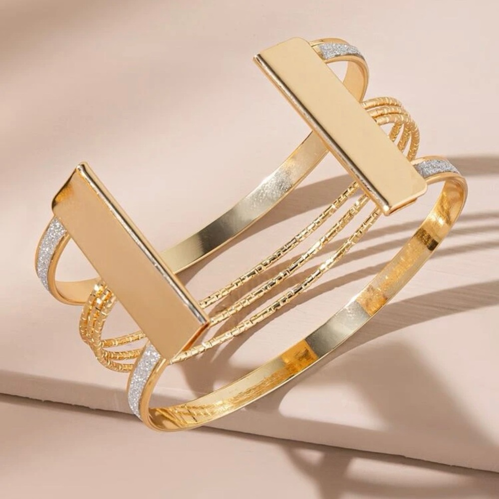 Glitter Detail Cuff Bangle - Picture 2 of 3